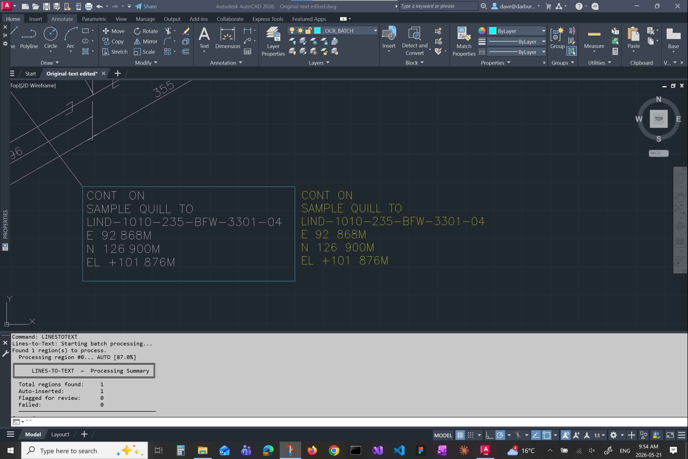 AutoCAD Lines to Text OCR